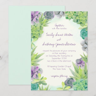 Invitation Mariage de plantes succulentes aquarelle