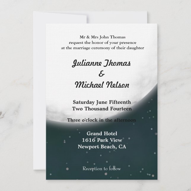 Invitation Mariage de Pleine lune romantique (Devant)