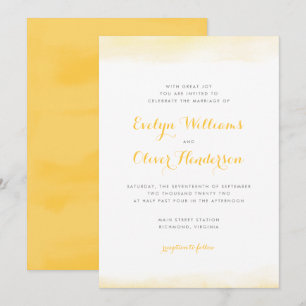 Invitation Mariage de plongée en aquarelle dorée