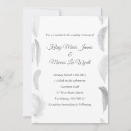 Invitation Mariage de plume rose gris