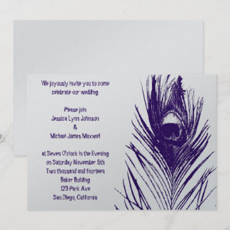 Invitation Mariage de plumes de paquetage pourpre