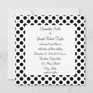 Invitation Mariage de points Polka blanc et noir