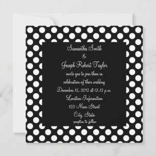 Invitation Mariage de points Polka noir et blanc
