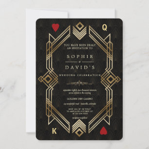 Invitation Mariage de Poker au Casino Luxueux Great Gatsby à 