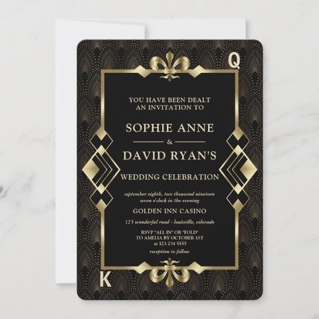 Invitation Mariage de Poker au Glamorous Gold Casino Las Vega (Devant)