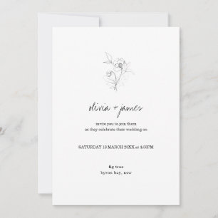 Invitation Mariage de police de script fleur sauvage moderne