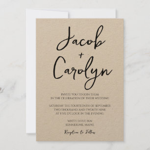 Invitation Mariage de police manuscrit Boho rustique