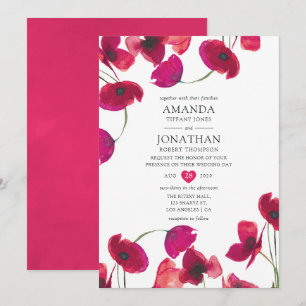 Invitation Mariage de Poppy Red Watercolor