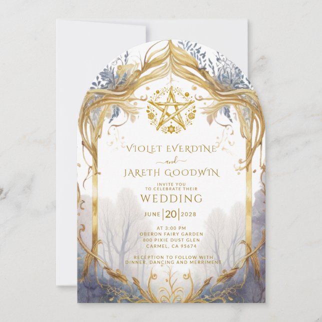 Invitation Mariage de Portail de Forêt Enchantée (Devant)