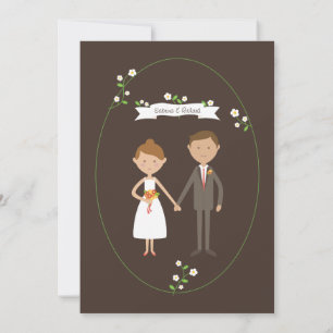 Invitation Mariage de portrait en couple de dessin illustré