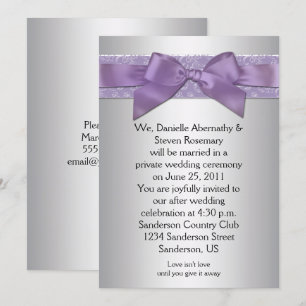 Invitation Mariage de post-ruban Lavender Purple Silver Broca