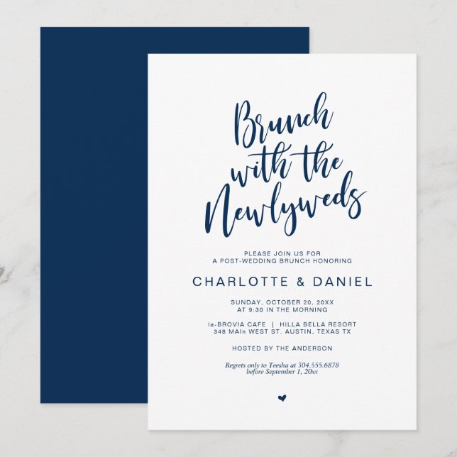 Invitation Mariage de poste, Brunch avec les jeunes mariés, N (Devant / Derrière)