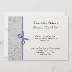 Invitation Mariage de poste Lavender Grey White Damask