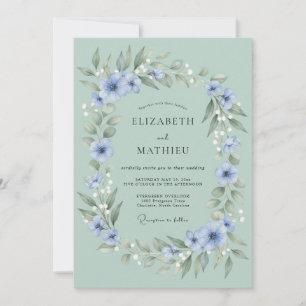 Invitation Mariage de Prairie Éthérée Vert Menthe