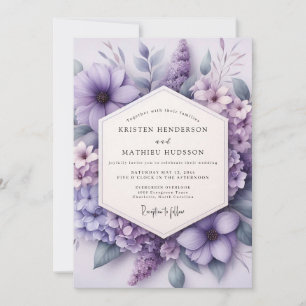 Invitation Mariage de prairie florale de lilas