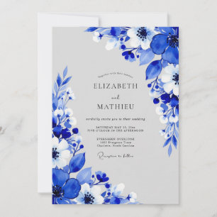 Invitation Mariage de pré peint royal bleu
