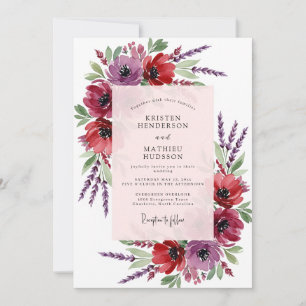 Invitation Mariage de printemps Anémone Vibrante Rouge