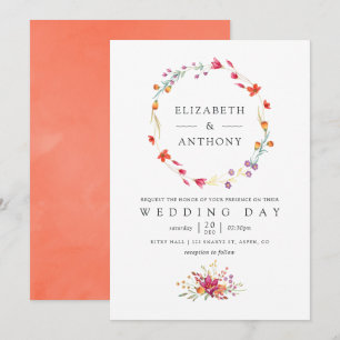 Invitation Mariage de printemps aquarelle aux fleurs sauvages