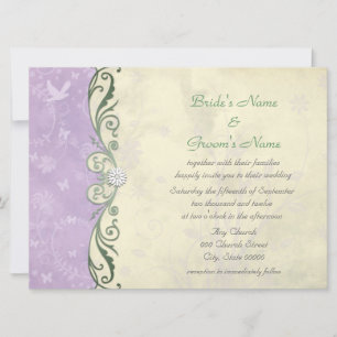 Invitation Mariage de printemps aux fleurs lavande et jaune p