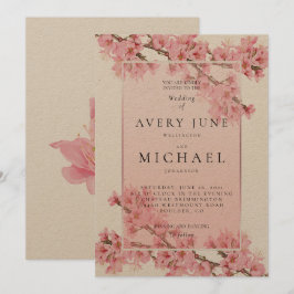 Invitation Mariage de printemps aux fleurs roses de cerisier