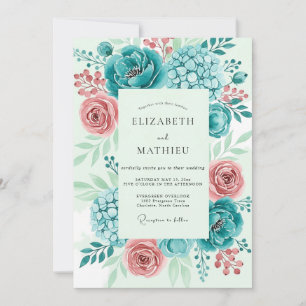 Invitation Mariage de printemps aux pivoines vibrantes sarcel