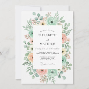 Invitation Mariage de printemps charmant vert menthe