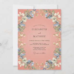 Invitation Mariage de printemps corail animé
