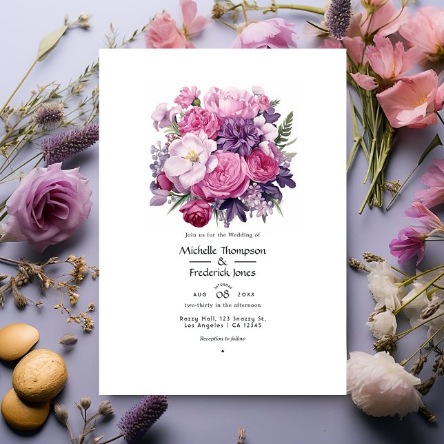 Invitation Mariage de printemps de couleur violet pinkish (Créateur téléchargé)