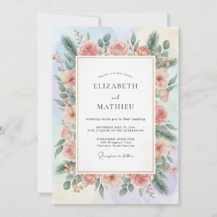 Invitation Mariage de printemps délicat aux fleurs de pêche