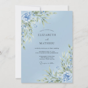 Invitation Mariage de printemps délicat Baby Blue