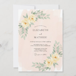 Invitation Mariage de printemps délicat jaune pâle