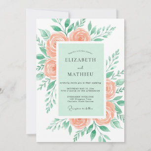 Invitation Mariage de printemps effervescent vert menthe