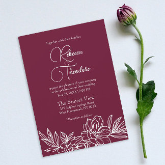 Invitation Mariage de printemps élégant en Bourgogne moderne