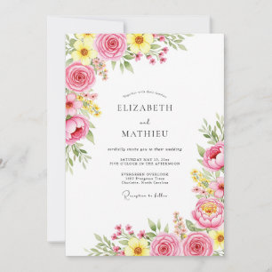 Invitation Mariage de printemps endiablé rose