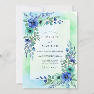 Invitation Mariage de printemps éthéré au vert menthe sarcell