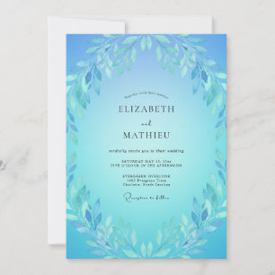 Invitation Mariage de printemps éthéré bleu azur