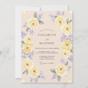 Invitation Mariage de printemps fantaisiste jaune pâle