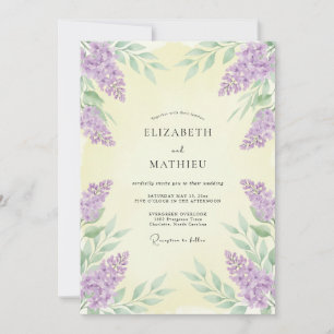 Invitation Mariage de printemps floral éthéré lavande