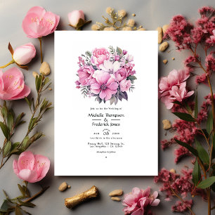 Invitation Mariage de printemps floral rose simplement