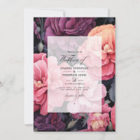 Mariage de printemps floral rose tendre et noir