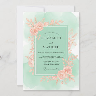 Invitation Mariage de printemps gracieux vert menthe
