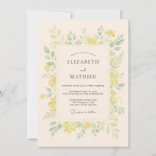 Invitation Mariage de printemps jaune pâle et aéré