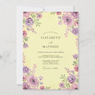 Invitation Mariage de printemps jaune pâle et vif