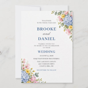 Invitation Mariage de printemps L'Hortensia Bleu Pois de Sent