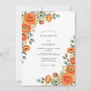 Invitation Mariage de printemps lumineux orange