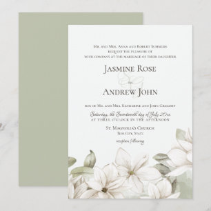 Invitation Mariage de printemps Magnolia Blossom Blush et Sag
