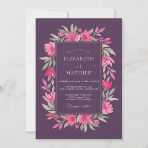 Invitation Mariage de printemps poétique prune
