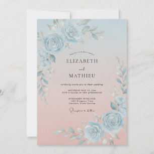 Invitation Mariage de printemps radieux bleu poussiéreux