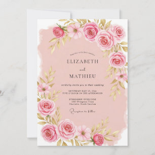 Invitation Mariage de printemps radieux rose tendre