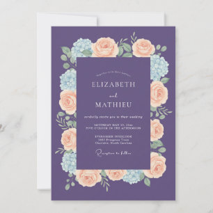 Invitation Mariage de printemps radieux violet pêche